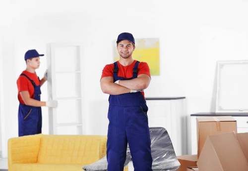 Professional movers handling office items in Docklands