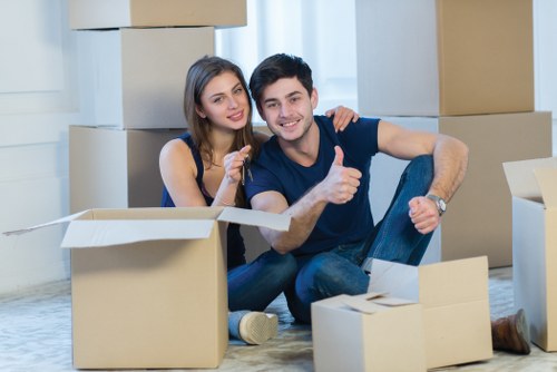 Packing and loading household items for a Docklands move