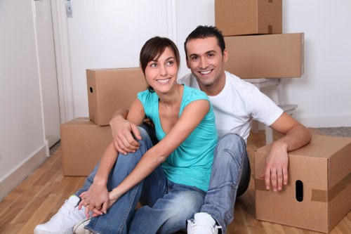Packed furniture ready for transport in Docklands