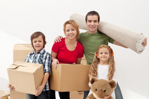 Boxes and furniture prepared for a student move in Docklands
